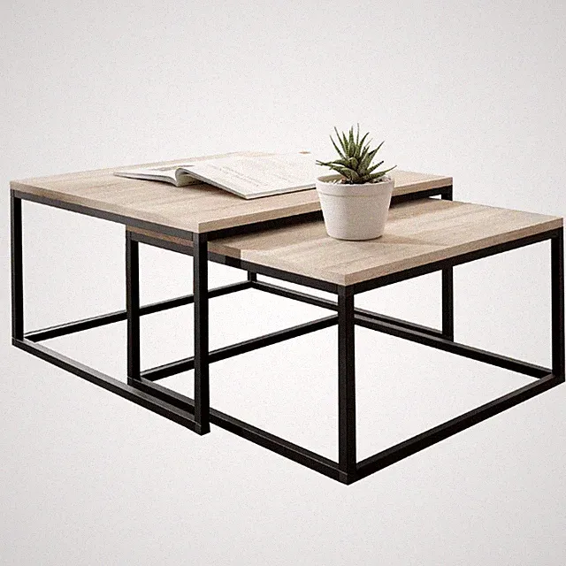 KIER FURNITURE Couchtisch Set LOFTI, Beistelltisch Sofa, Wohnzimmer Tisch