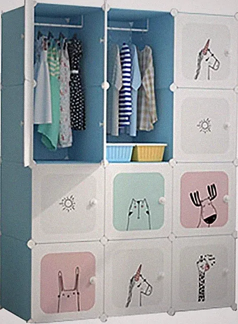 Kinder Kleiderschrank 10/12 Würfeln Kleider DIY Organizer Cartoon-design