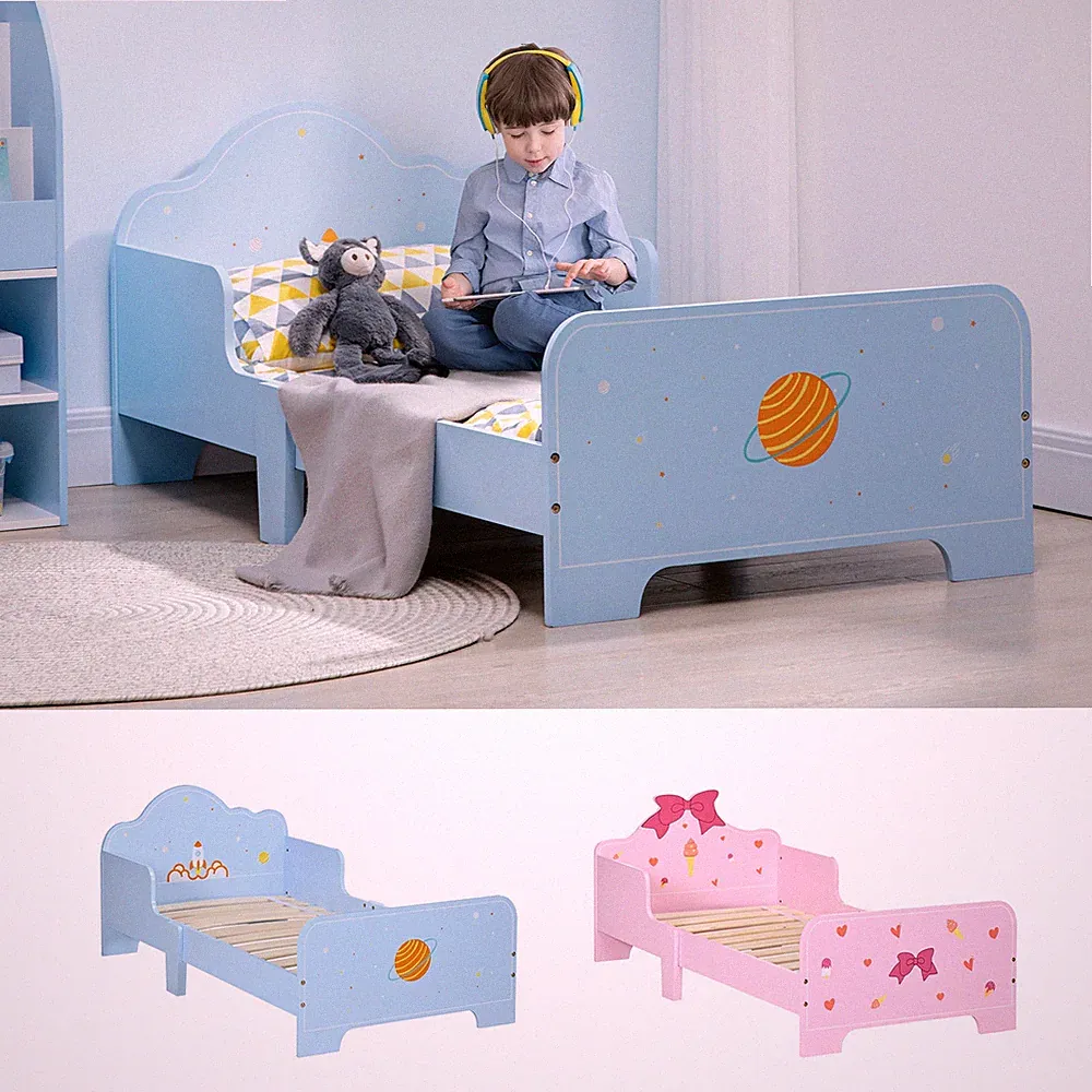 Kinder Kleinkind Bett mit Rakete und Planeten Muster, für Jungen, Mädchen, Alter 3-6 Jahre