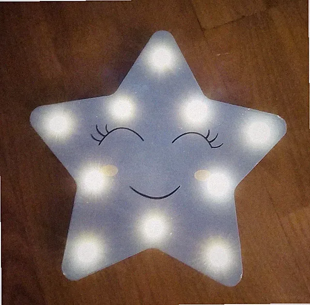 Kinder LED Stern Nachtlicht Babyzimmer Wandlampe batteriebetrieben 21cm