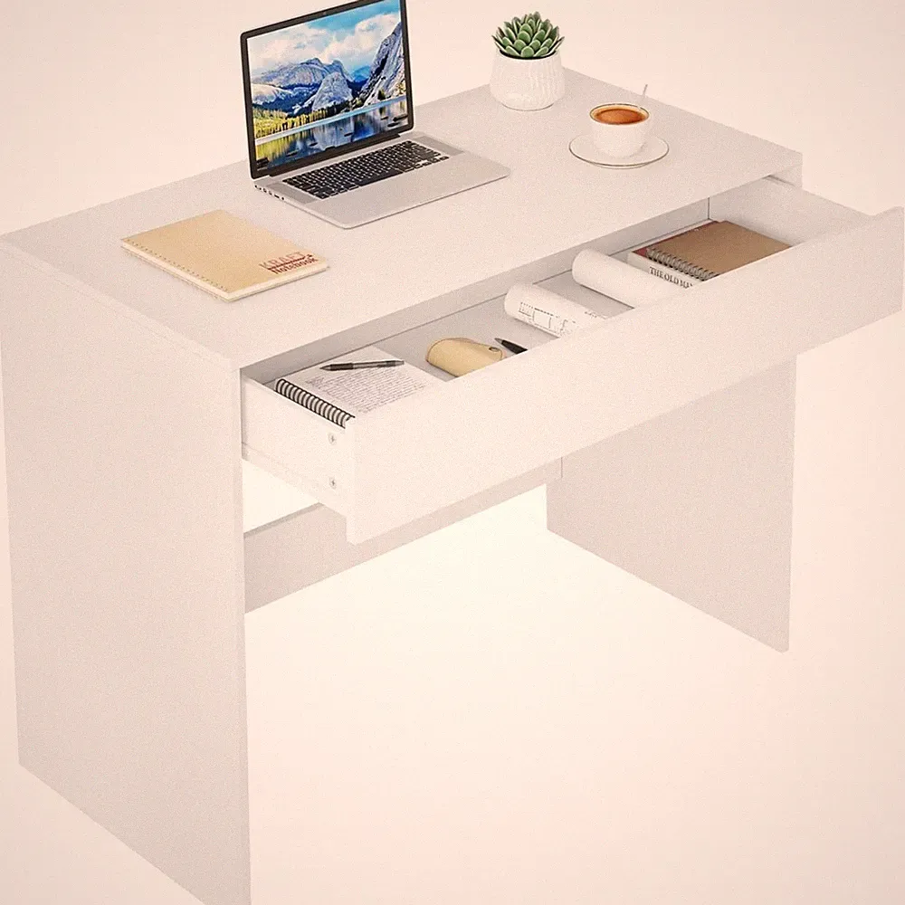 Kinder Schreibtisch Computertisch Bürotisch Minimalistisch Weiß Holz 100x50 cm