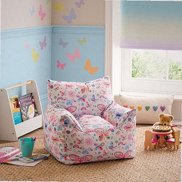 Kinder-Sitzsack Schmetterling bunt recyceltes Polyester weicher Sitz UK