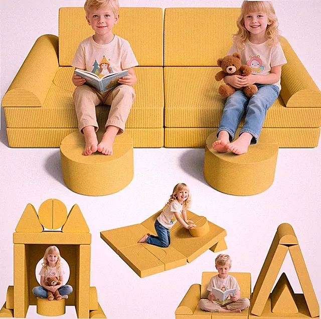 Kinder Spielsofa Cord mit abnehmbarem (Oeko-TEX) Cord Bezug - Kindersofa 14tlg