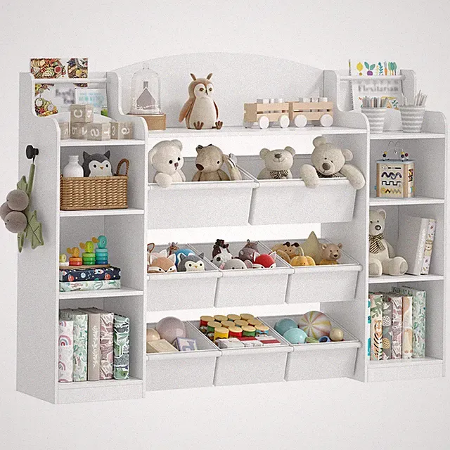 Kinder Spielzeugregal Bücherregal Weiß 8 Boxen 30x140x104 cm Aufbewahrungssystem