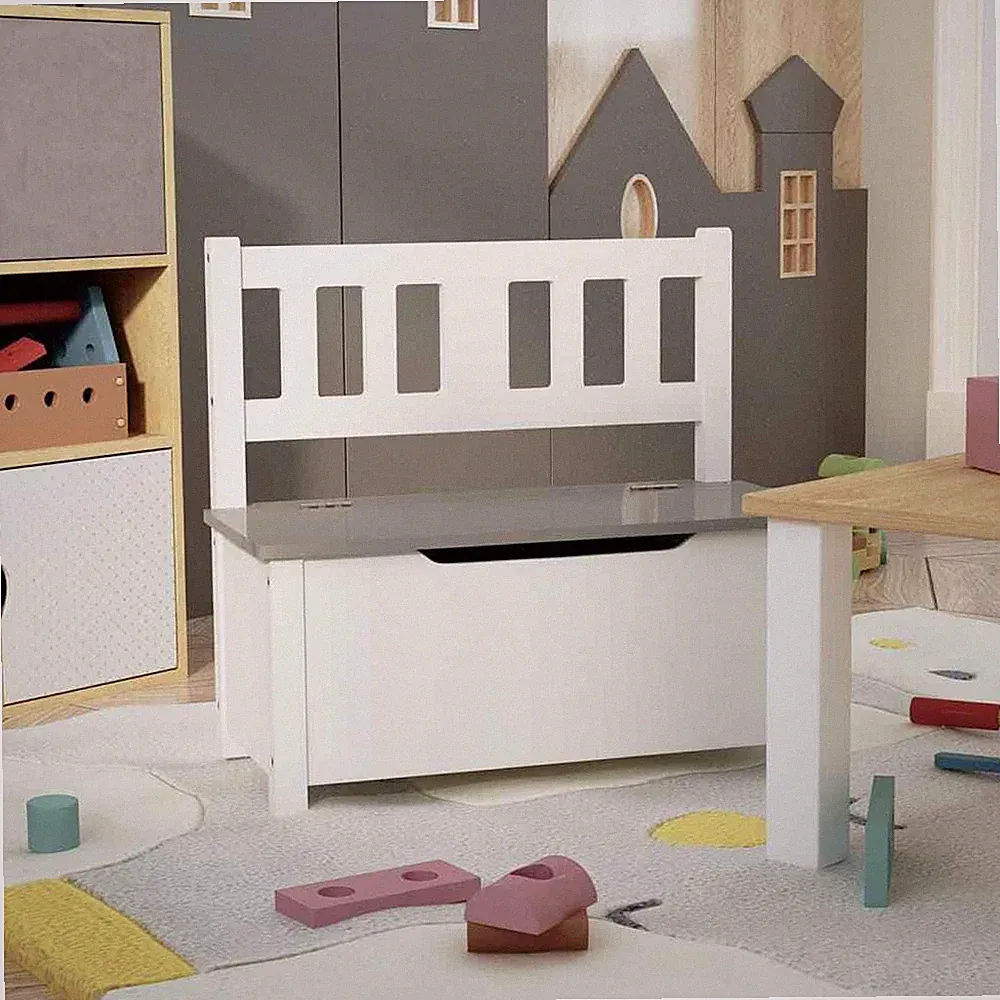 Kinderbank mit Stauraum Sitzbank Bank für Kinder Kindermöbel Spielzeugkiste MDF