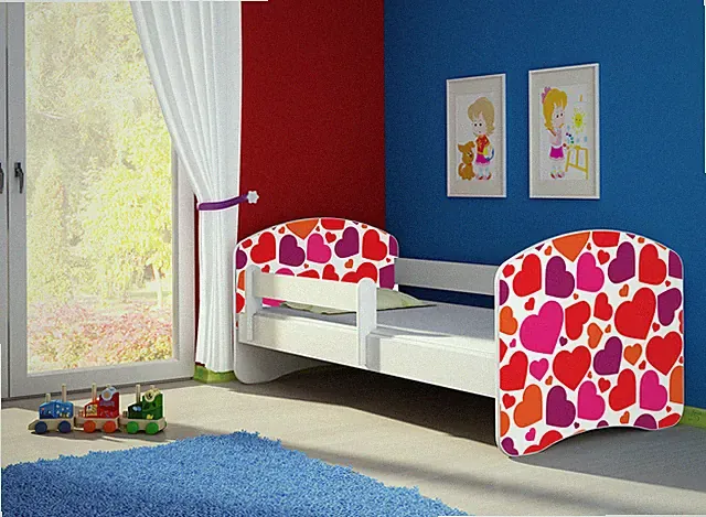 Kinderbett 70x140, 80x160, 80x180cm Juniorbett, Kind, Motiv, Schublade CLAMARO