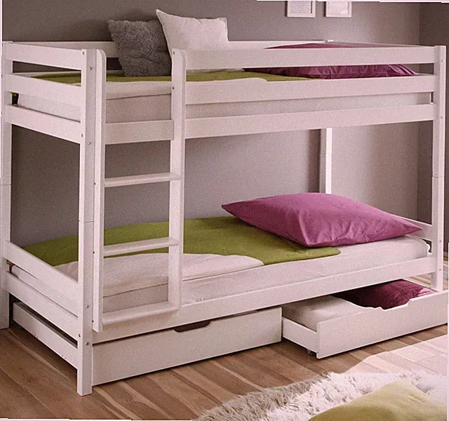 Kinderbett Etagenbett Hochbett Spielbett Stockbett weiss Lattenrost Schublade NE
