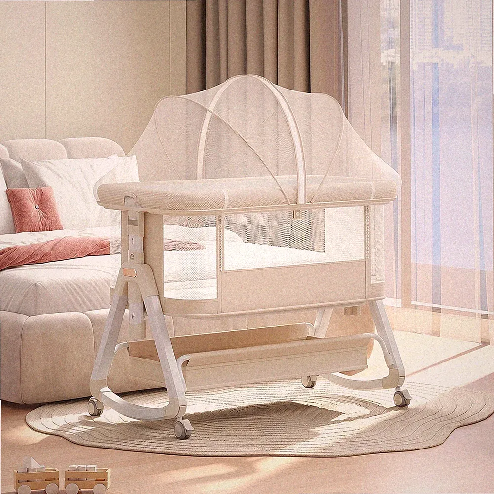 Kinderbett Kinderbett mit Rollen Beistellbett Zustellbett Matratze Laufstall
