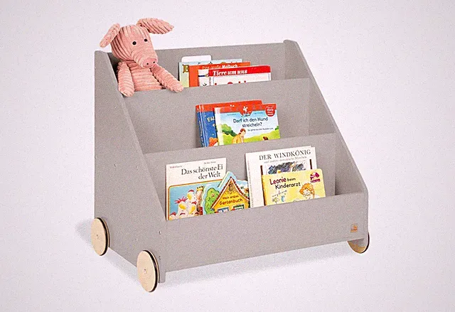Kinderbücherregal mit Rollen Lasse, grau
