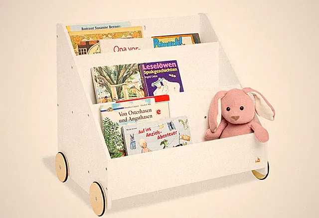 Kinderbücherregal mit Rollen Lasse, weiß