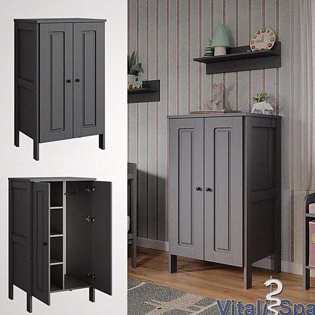Kinderkleiderschrank Ajaton Grau 70 x 120,6 cm Vitalispa