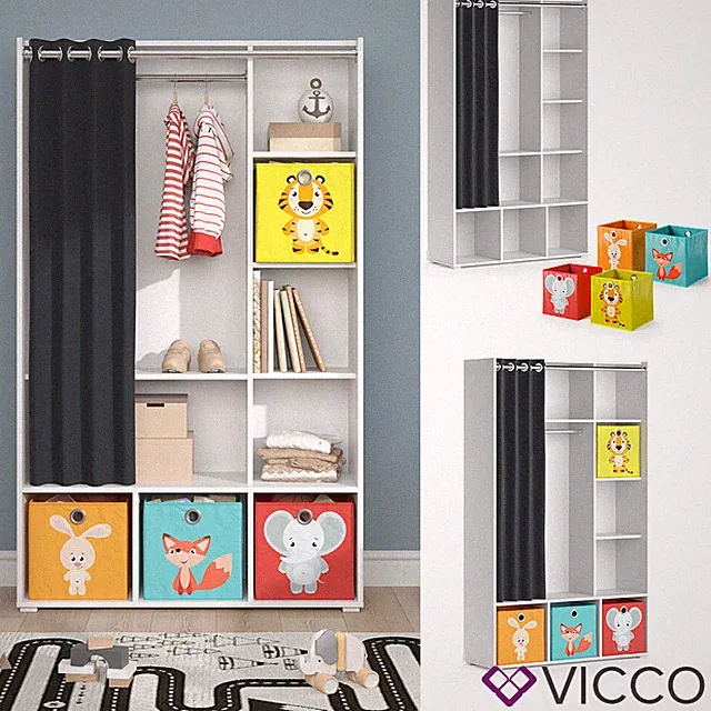 Kinderkleiderschrank Kinderzimmerschrank Kindergarderobe Luigi 106 x 178cm Vicco