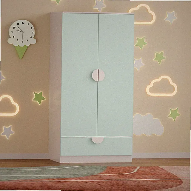 Kinderkleiderschrank Sandnes mit Schublade 123x60x40 cm Mintgrün [en.casa]