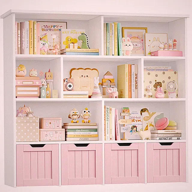 Kinderregal Bücherregal Kinder Aufbewahrungsbox mit Rollen Spielzeugregal