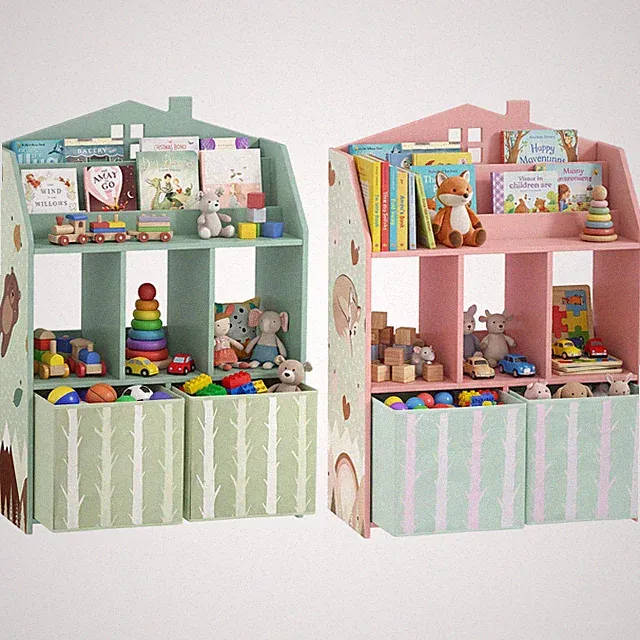 Kinderregal Bücherregal Kinder Spielzeugregal mit 2 Stoffschubladen Refurbished