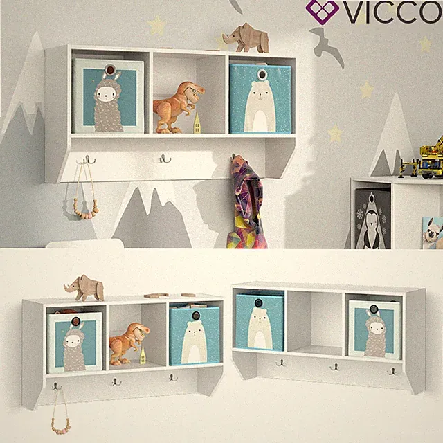 Kinderregal Hängeregal Spielzeugregal Luigi Weiß Dekoregal Ablage Faltbox Vicco