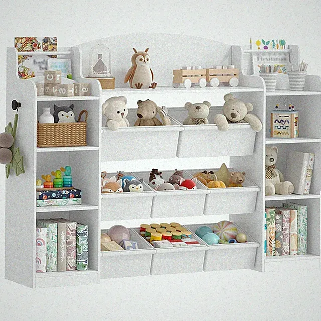 Kinderregal Holz Bücherregal Spielzeugregal Kinderzimmer weiß 140cm