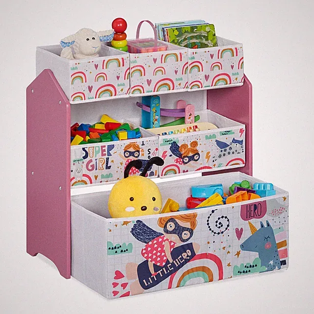 Kinderregal Kinderzimmerregal Spielzeugregal Aufbewahrungsregal bunt MDF