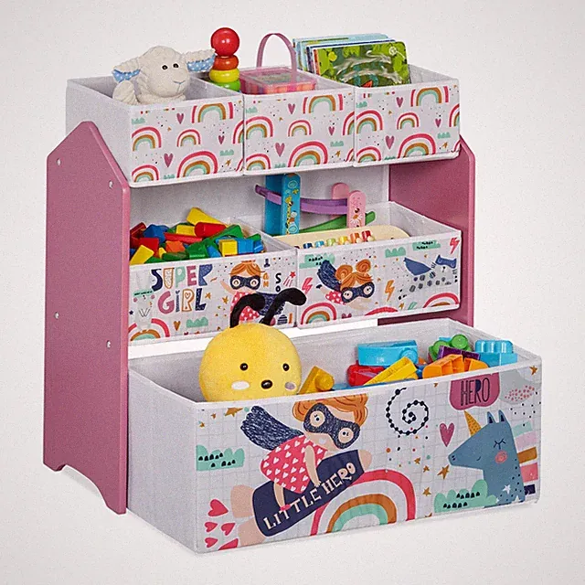 Kinderregal Kinderzimmerregal Spielzeugregal Aufbewahrungsregal bunt MDF