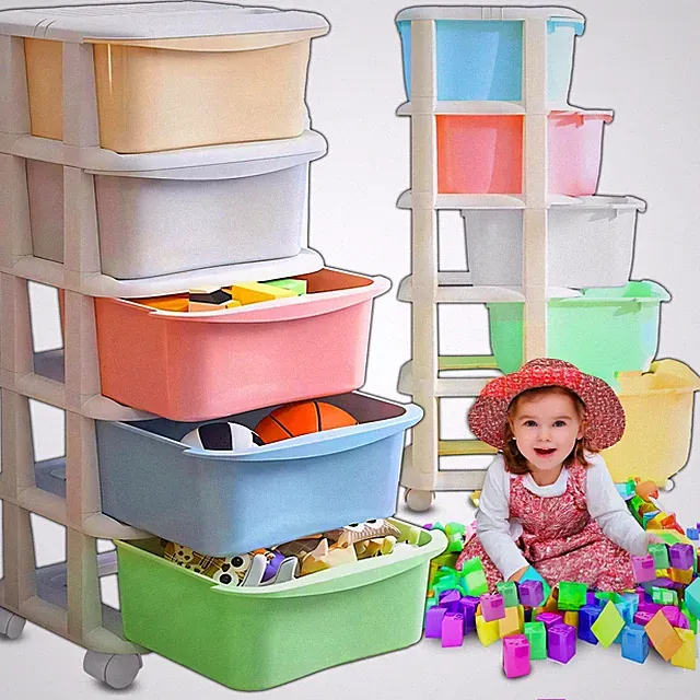 Kinderregal mit 5 Boxen Organizer Spielzeugregal Kinder Bücherregal Retoo
