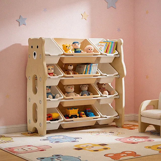 Kinderregal Spielzeugregal 12 herausnehmbaren Aufbewahrungsboxen Spielzeugregal
