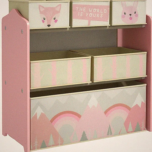 Kinderregal Spielzeugregal mit 6 herausnehmbaren Boxen aus Vliesstoff Rosa