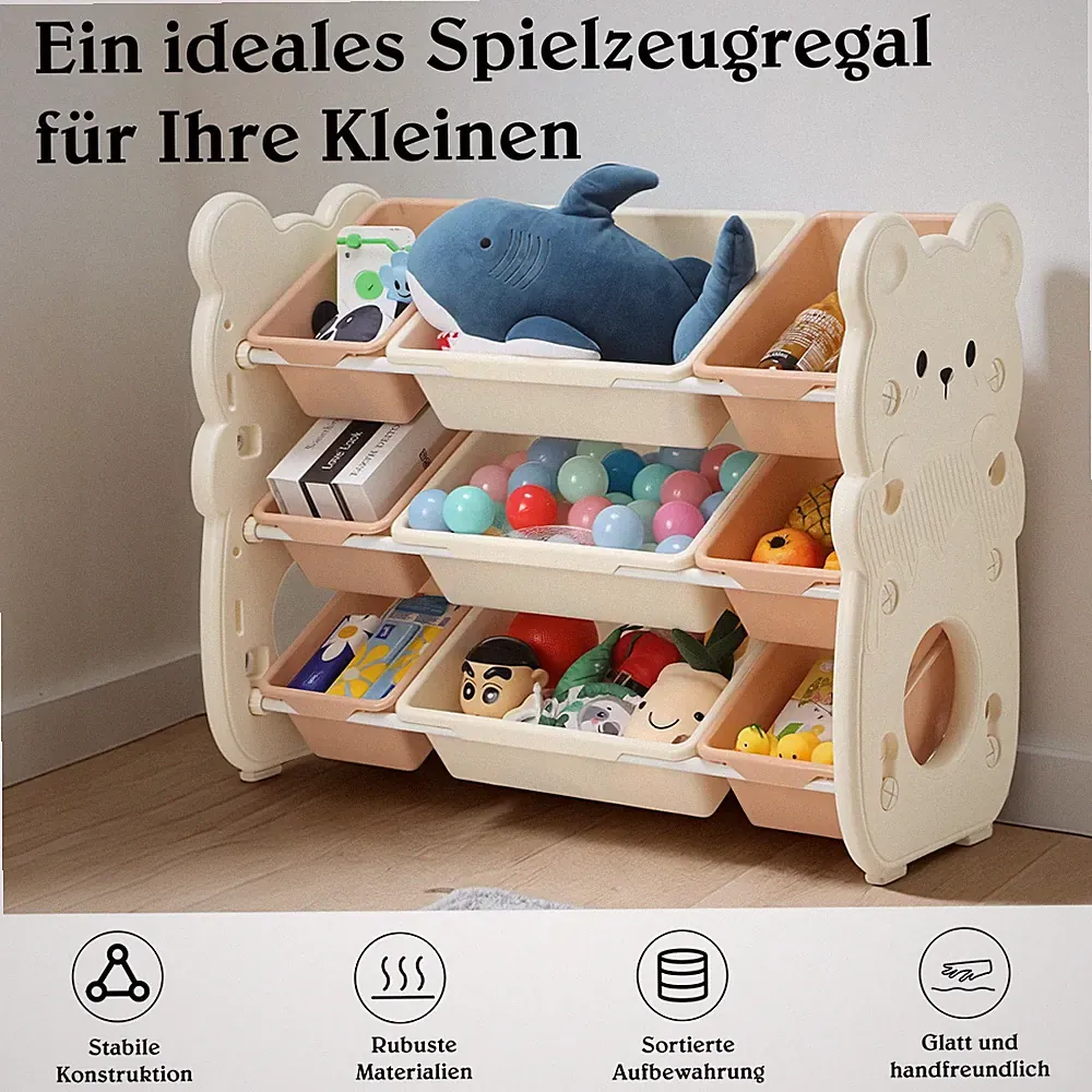 Kinderregal Spielzeugregal mit 9 Behältern Spielzimmer-Organisation Kinderzimmer