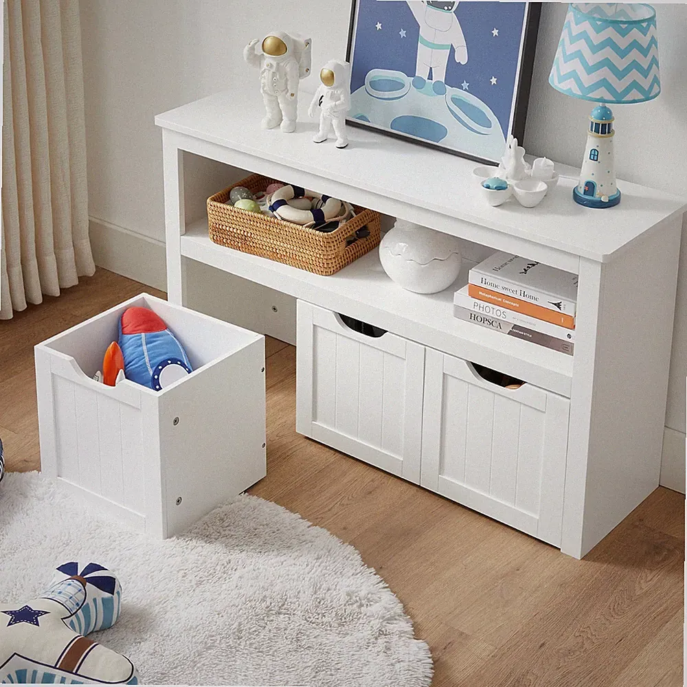 Kinderregal Spielzeugregal mit Rollen Aufbewahrungsbox Kleiderschrank SHL380W01