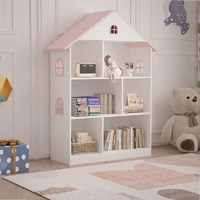 Kinderregal Vipsali 107x83x30 cm Weiß/Rosa [en.casa](pxjw 0137)