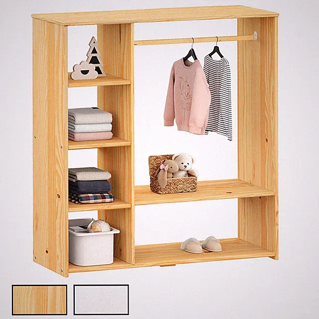 Kinderschrank mit Kleiderstange kinderregal standgarderobe Kiefer