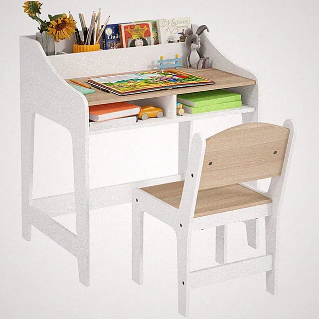 Kinderschreibtisch Set Kinder Schreibtisch und Stuhl mit 5 Fächern Natur