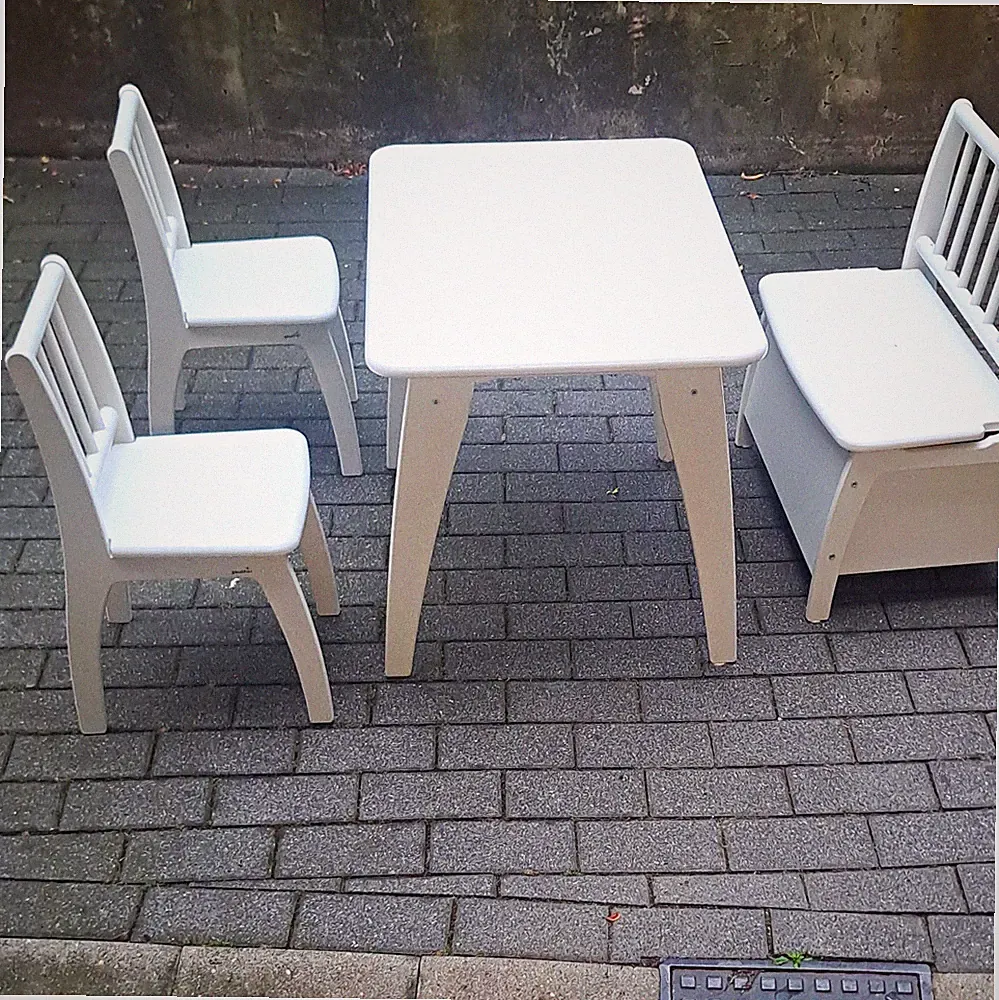 Kindersitz-Set von Geuther, 4-tlg. 1 Tisch 2 Stühle und 1 Bank Weiß rechteckig