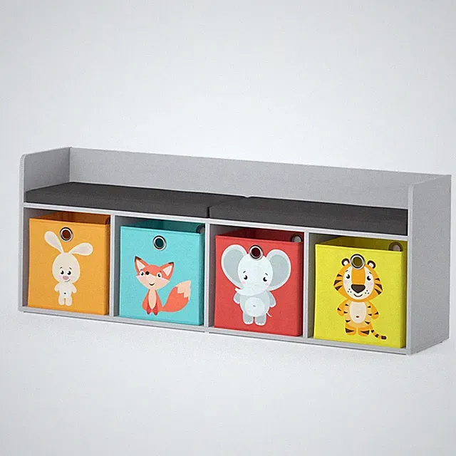 Kindersitzbank Vicco Luigi 142.4 x 53.4 cm 4 Fächer, mit Faltboxen bunt