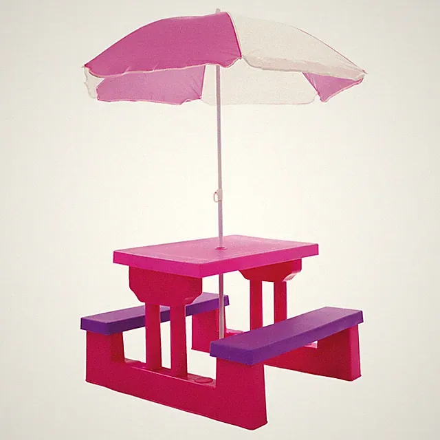Kindersitzgarnitur Kindersitzgruppe Kindermöbel mit Sonnenschirm Pink Bituxx