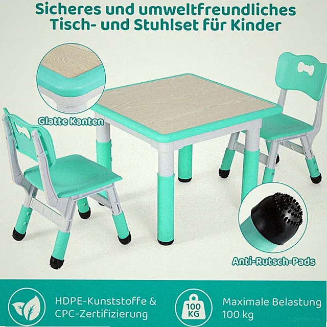 Kindersitzgruppe Kindertisch mit 2 Stühle Kindertisch Set Kinderstuhl Möbel Baby