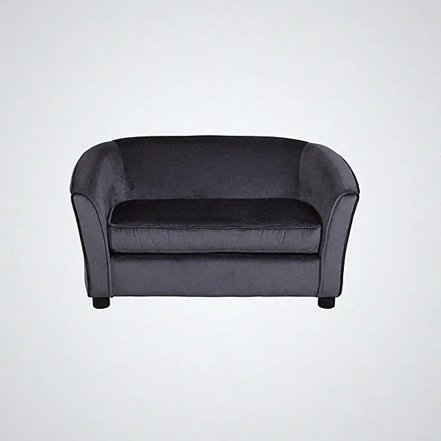 Kindersofa 2-Sitzer Grau Samt Kinder Couch Velours Mini Sofa Kinderzimmer