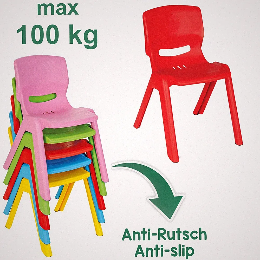 Kinderstuhl bis 100kg Kindergarten Stuhl In- & Outdoor stapelbar kippsicher NEU