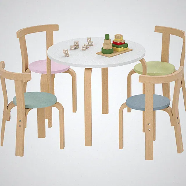 Kindertisch Holz mit 4 Stühlen 5-teilig Kinder Tisch Stuhl Set für 3-8 Jahre