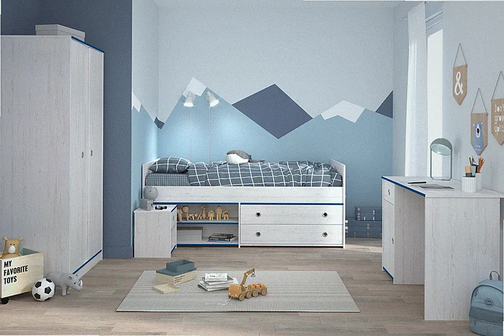 Kinderzimmer Jugendzimmer Smoozy 26 Parisot 4-tlg Bett, Schrank, Kommode in Weiß