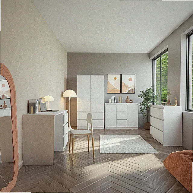 Kinderzimmer Komplett – Set SOLO Kleiderschrank Kommode Schreibtisch (4-teilig)