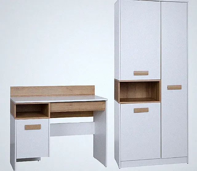 Kinderzimmer Set GUSTAVO P mit Schreibtisch – Jugendzimmer Möbel Weiß