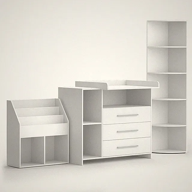 Kinderzimmer-Set "Oskar", Weiß, Wickelkommode, Spielzeugregal, Bücherregal Vicco