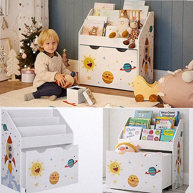 Kinderzimmerregal Spielzeugregal Bücherregal für Kinder 3 Fächern Rollen GKR41WT