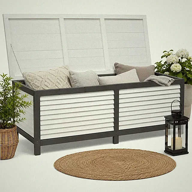 Kissenbox Auflagenbox 140CM Holz Gartentruhe Gartenbox Auflagentruhe Truhe Grau