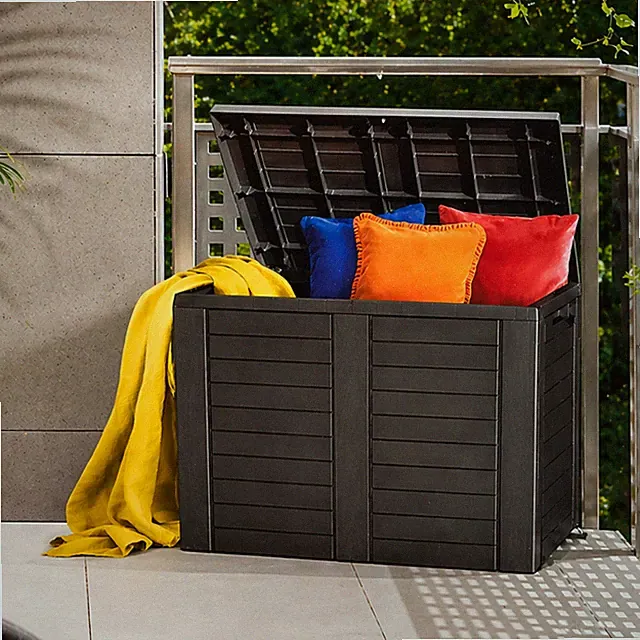 Kissenbox Auflagenbox Gartenkiste 75 cm Schwarz Kunststoff Aufbewahrung Garage