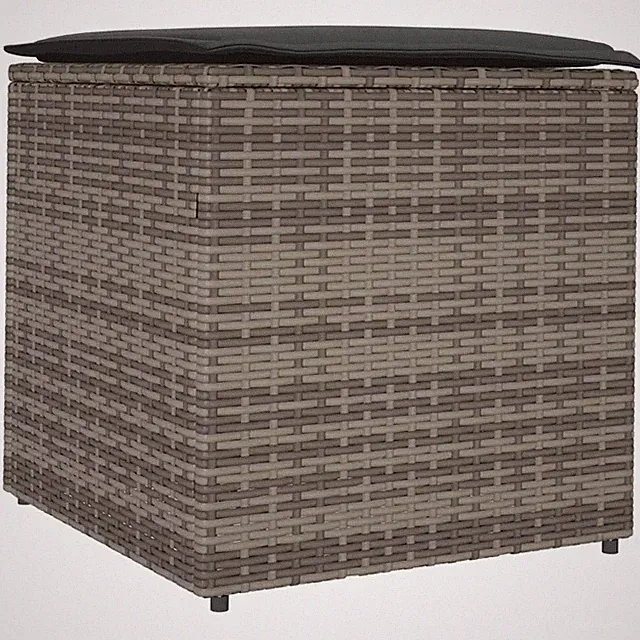 Kissenbox mit Stauraum Grau Poly Rattan 50 x 50 x 50 cm Outdoor