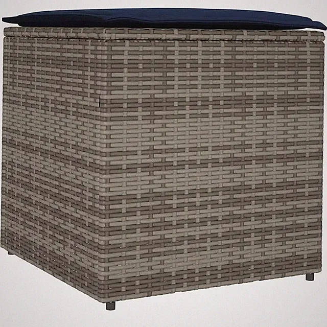 Kissenbox mit Stauraum und Sitzbank aus Poly-Rattan grau 50x50x50 cm