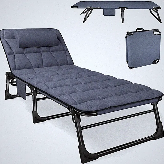 Klappbare Sonnenliege Campingbett verstellbar Garten Pool Liegestuhl Blau