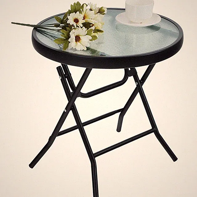Klappbarer Beistelltisch Glas Metall outdoor Balkon Gartentisch klein