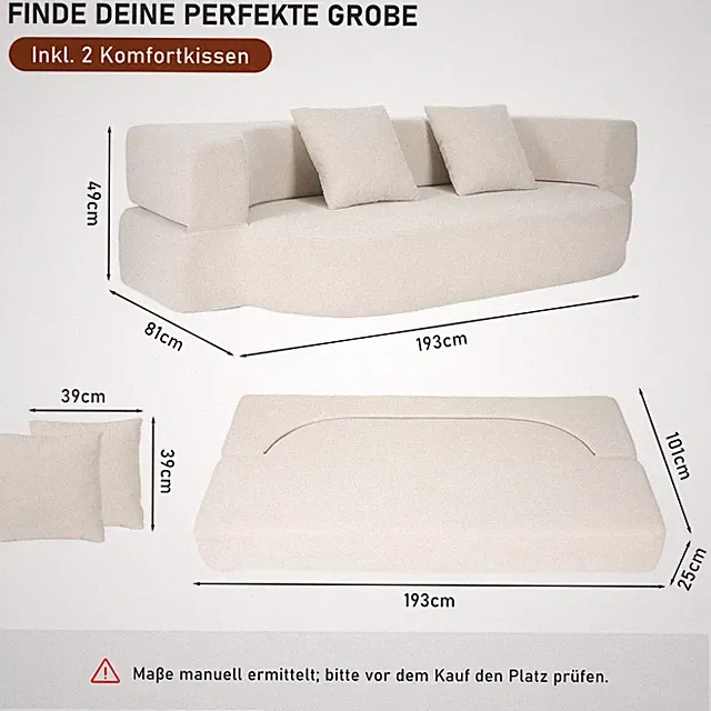 Klappbares Schlafsofa 2in1 Knochenloses, Komprimierter Schlafsessel mit 2 Kissen